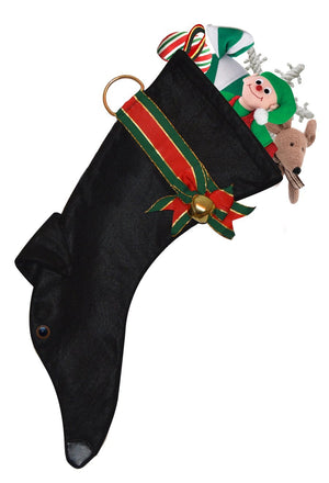 Black Greyhound Decorative Dog Christmas Stocking