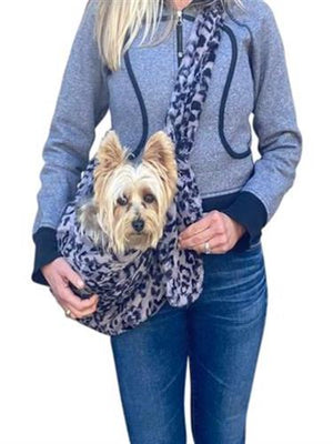 Adjustable Furbaby Sling Bag in Leopard Steel