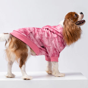 Tie Dye Fleece Dog Hoodie in Pink