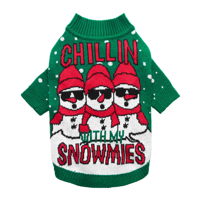 Chillen With My Snowmies Knitted Holiday Sweater