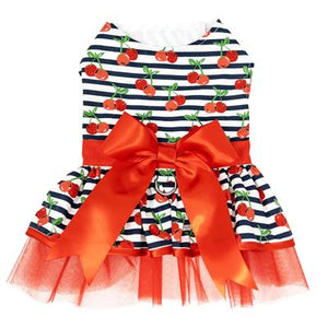 Cherry Stripe Harness Dress with Matching Leash