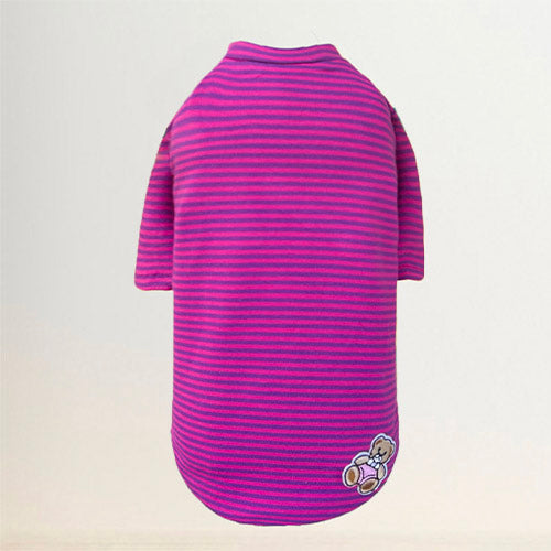 Striped Baby Bear Dog Tee in Fuchsia