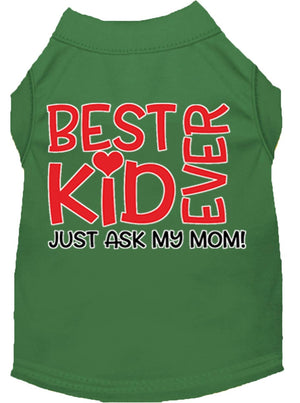 Ask My Parents Screen Print Dog Shirt in Green