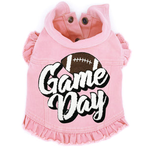 Game Day (Large) Denim Dog Jacket in Pink