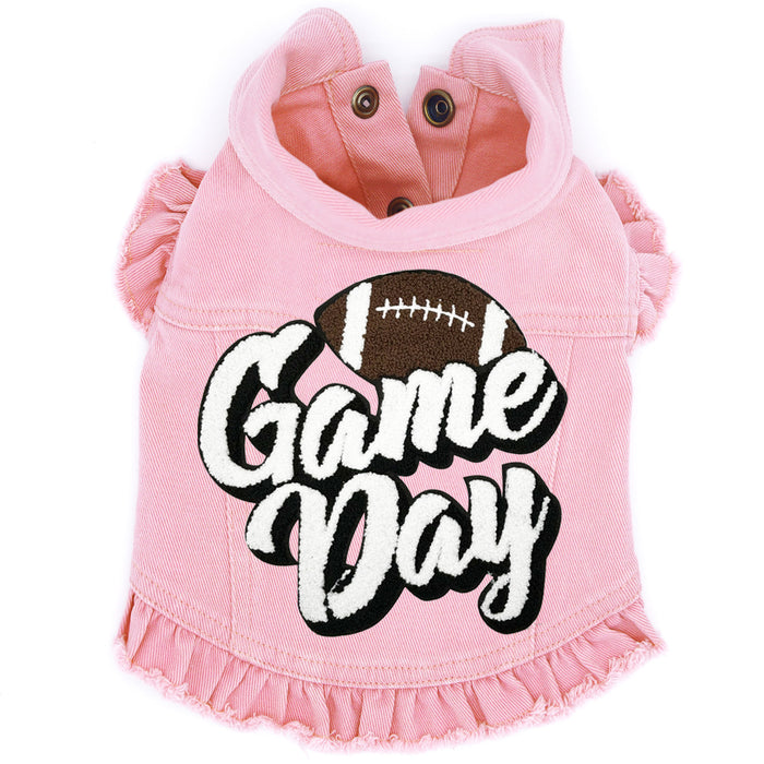 Game Day (Large) Denim Dog Jacket in Pink