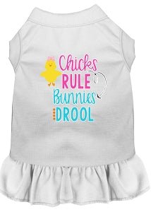 Chicks Rule Screen Print Dog Dress in Many Colors