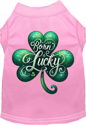 A's Born Lucky Screen Print Dog Shirt in Many Colors