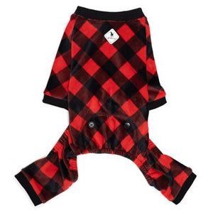 Black/Red Buffalo Fleece Dog Jammies