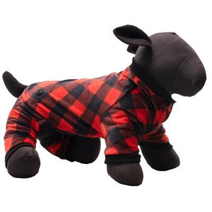 Black/Red Buffalo Fleece Dog Jammies