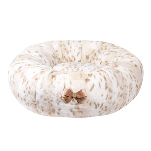 Susan Lanci Double Nouveau Bow Soft Arctic Snow Leopard Bed