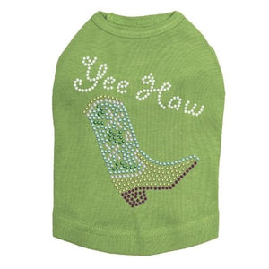 Boot (Green & Turquoise with Yee Haw) - Dog Tank-Many Colors - Posh Puppy Boutique