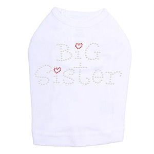 Big Sister with Red Heart Rhinestone Dog Tank- Many Colors - Posh Puppy Boutique