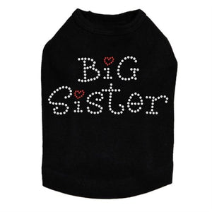 Big Sister with Red Heart Rhinestone Dog Tank- Many Colors - Posh Puppy Boutique