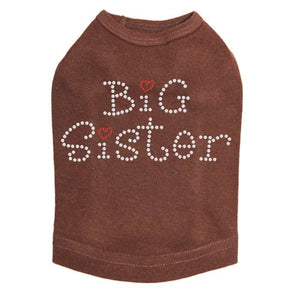 Big Sister with Red Heart Rhinestone Dog Tank- Many Colors - Posh Puppy Boutique