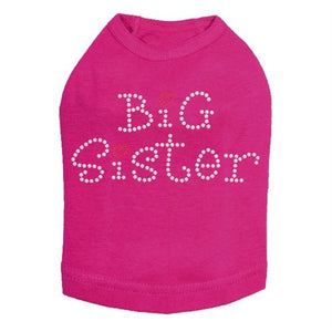 Big Sister with Red Heart Rhinestone Dog Tank- Many Colors - Posh Puppy Boutique