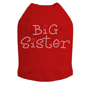 Big Sister with Red Heart Rhinestone Dog Tank- Many Colors - Posh Puppy Boutique