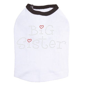 Big Sister with Red Heart Rhinestone Dog Tank- Many Colors - Posh Puppy Boutique