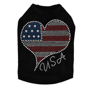 American Heart #3 Rhinestone Dog Tank- Many Colors - Posh Puppy Boutique