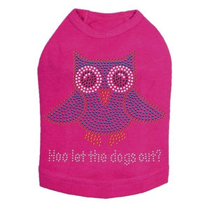 Blue Owl with "Hoo Let the Dogs Out?"-Dog Tank Many Colors - Posh Puppy Boutique