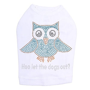 Blue Owl with "Hoo Let the Dogs Out?"-Dog Tank Many Colors - Posh Puppy Boutique