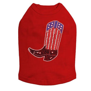 Boot Red, White, & Blue Rhinestone Tank- Many Colors - Posh Puppy Boutique