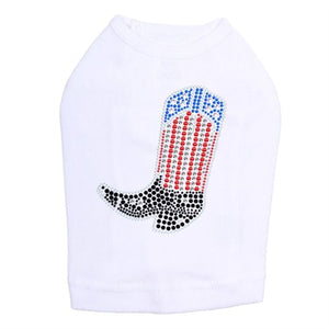 Boot Red, White, & Blue Rhinestone Tank- Many Colors - Posh Puppy Boutique