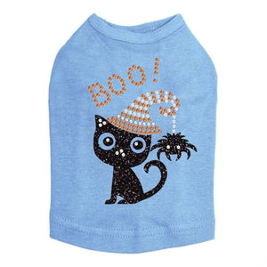 Cat with Spider Hat Rhinestones Tank Top - Many Colors - Posh Puppy Boutique