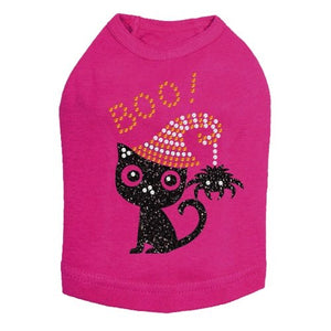 Cat with Spider Hat Rhinestones Tank Top - Many Colors - Posh Puppy Boutique