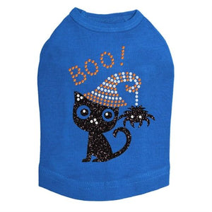 Cat with Spider Hat Rhinestones Tank Top - Many Colors - Posh Puppy Boutique