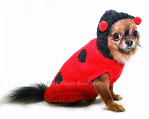 Chenille Lady Bug Hoodie Sweater - Posh Puppy Boutique