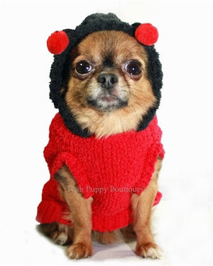 Chenille Lady Bug Hoodie Sweater - Posh Puppy Boutique