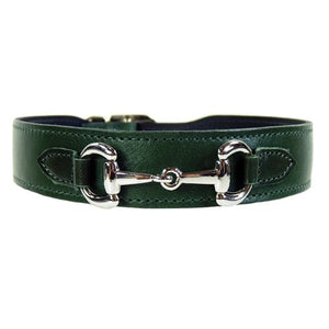 BELMONT Style Dog Collar in Ivy Green & Nickel - Posh Puppy Boutique