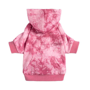 Tie Dye Fleece Dog Hoodie in Pink