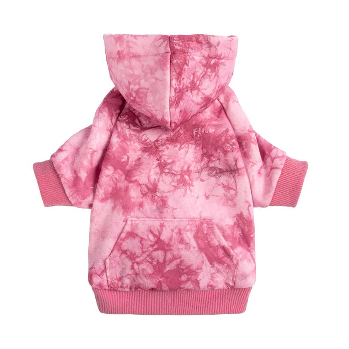 Tie Dye Fleece Dog Hoodie in Pink