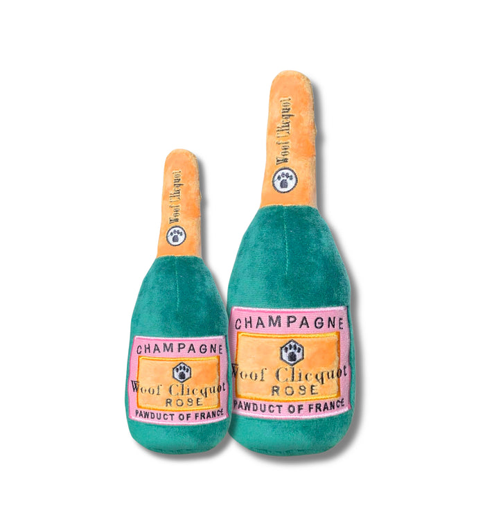 Woof Clicquot Rose' Champagne Bottle Plush Toy