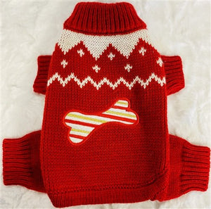 Candy Cane Bone Holiday Sweater Bodysuit - Posh Puppy Boutique