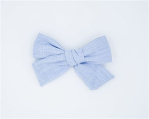 Classic Linen Hair Bow - Blue Sky