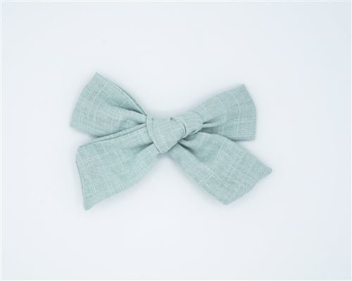 Classic Linen Hair Bow - Dark Mint