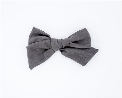 Classic Linen Hair Bow - Graphite