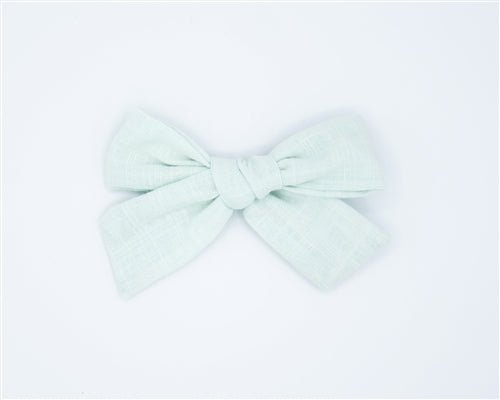 Classic Linen Hair Bow - Light Mint