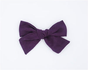 Classic Linen Hair Bow - Sangria