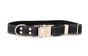 Black Quick-Release Leather Collar