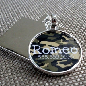 Camouflage Custom Silver Pet ID Tag - Posh Puppy Boutique