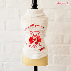 Wooflink Valentine's Day Turtleneck in White