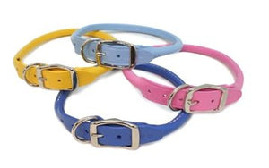 30" Rolled Round Leather Dog Collar - Many Colors - Posh Puppy Boutique