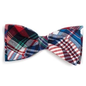 Blue Multi Patch Madras Bow Tie