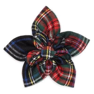 Black Stewart Plaid Flower Slider - Posh Puppy Boutique