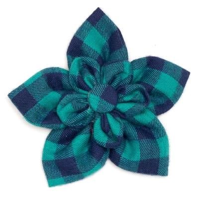 Buffalo Check Flower Slider - Green And Navy