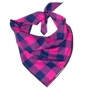 Buffalo Check Bandana - Pink And Navy - Posh Puppy Boutique