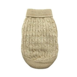 Combed Cotton Cable Knit Dog Sweater - Oatmeal - Posh Puppy Boutique